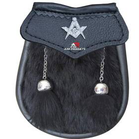Aar 304829054221 Baby Sporran Black Rabbit Fur 2 Tassels Free Leather Belt Chain Multi Design