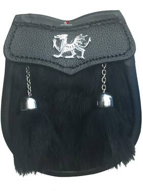 Aar 304829054245 Baby Sporran Black Rabbit Fur 2 Tassels Free Leather Belt Chain Multi Design