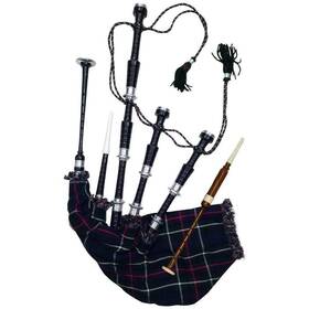 Aar 799234326443 Scottish Full Size Rosewood Bagpipe Mackenzie Silver Plain Mounts Black Finis