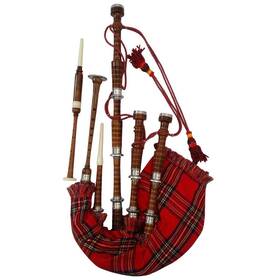 Aar 799234326450 Scottish Bagpipe Rosewood Royal Stewart Tartan Natural Color Silver Plain Mounts