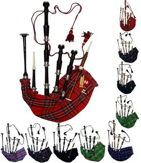 Aar 799234328416 Scottish Bagpipe Rosewood Royal Stewart Tartan Black Finish With Silver P