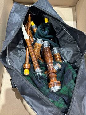 Aar 799234329680 Scottish Highland Bagpipe Natural Finish Rosewood Black Watch Cover And Cord