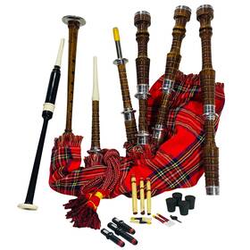 Dragon-7819 Agile Dragon Great Scottish Highland Bagpipes Full Silver Mount Natural&black Finish With