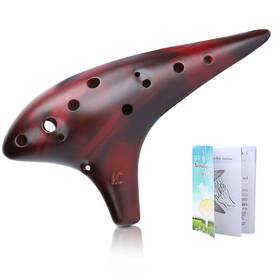 Aimeis-z223 Aimeis Ocarina 12 Hole Alto-c Straw Smoked With Bag Songbook Musical Instrum