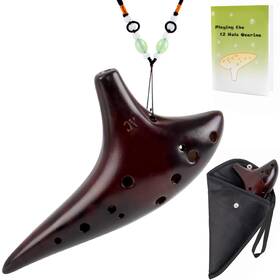 Mi3000-akm Aklot Ocarina 12 Holes Alto C Smokey Straw Fired Ceramic Ocarinas With Protective B