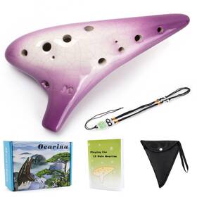 Mi3030 Aklot Ocarina 12 Holes Alto C Purple Crackle Pattern Ocarinas Ceramic For Beginner