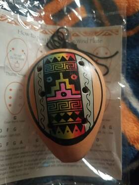 Artisan 009138143795 Andrean Wind Flute Clay Hole Hand Painted Tribal Instrument Handcrafted