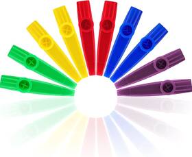 Instruments-01 Blulu Plastic Kazoos Musical 10 Pieces Red Yellow Blue Green Purple