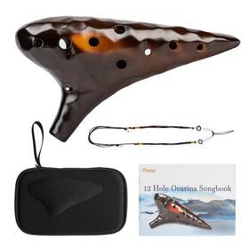 Cy-0001 Canary Ocarina 12 Hole Alto C Sea Waves Ceramic Instrument With An Easy To Learn Son