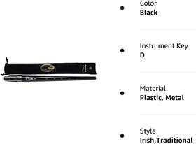 Clarke 691040500294 Black Sweetone D Traditional Irish Tin Penny Whistle And Soft