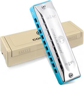 Wh1002 Conjurer 10 Hole Diatonic Harmonica For Beginners C Key Blues Harp Mouth Organ With Case