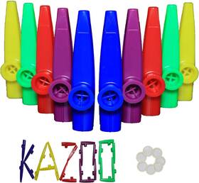 Crystaljun 313113079031 20pcs Plastic Kazoos With Kazoo Flute Diaphragms Multi Colors K