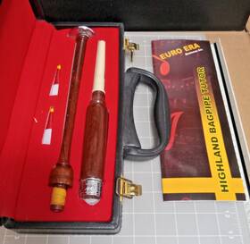 Deura Pc-100-im Scottish Rosewood Bagpipe Practice Chanter 2 Reeds Ivory Like Mounts