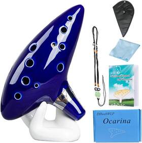 Dhwebwlp 744759553416 12 Hole Alto C Ceramic Ocarina With Songbook Stand Bag Strap For Zelda Fans