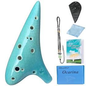 Fht456 Dhwebwlp 12 Hole Ocarina Instrument With Song Book For Beginner Alto C Ceramic