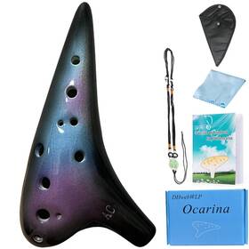 Txhs013 Dhwebwlp 12 Hole Ocarina Instrument With Song Book For Beginner Alto C Ceramic