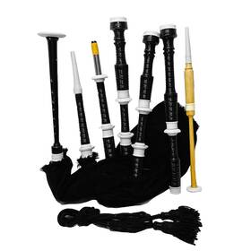 Iv-bk-76i0 Dragon Roar Scottish Highland Bagpipe Black Finish Ivory White Mounts With Bag Tutor-book