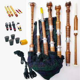 Nt-bb704l Dragon Roar Great Highland Scottish Bagpipes Natural Finish Silver Mounts With Bag Tutorbook