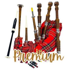 Dragon Wears -bagpipe-8 Natural Rosewood Full Size Highland Scottish Bagpipe Silver Mounts With Soft Bag