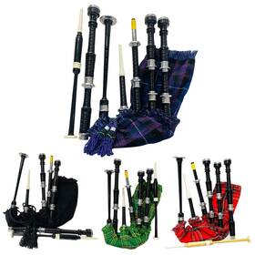 Mix-b778 Dragon Wears Great Highland Scottish Bagpipes Rosewood Black Finish Silver Mounts With Bag