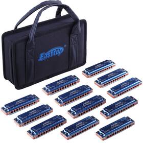 East Top 667673892136 Blues Diatonic Harmonica Set Of 12 10 Holes 20 Tones 008k Mo