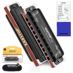East Top 726312272880 Harmonica C Updated Diatonic Blues Deluxe Key 10 Holes 20 Tones