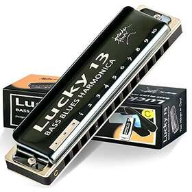 East Top 726312273320 Lucky 13 Bass Plus Blues Harmonica Holes Diatonic Harp Mouth Orga