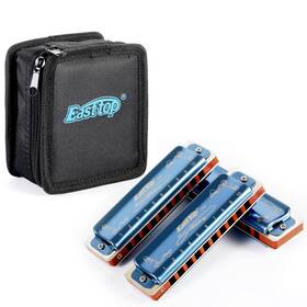 East Top 726312273368 Harmonica Set Of 3 10 Hole Blues Mouth Organ Keys For Professional