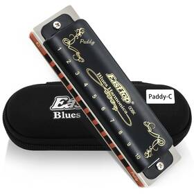 T008k-paddy East Top Diatonic Blues Harmonica Key Of Paddy C 10 Holes 20 Tones 008k Blue
