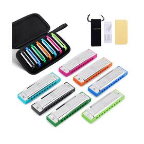 T10-3-7s East Top Harmonica Set Of 7 10 Holes Colors Diatonic Blues Harmo... Fast Ship