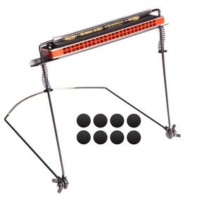 T24-h East Top 24 Hole Harmonica Holder Neck Hands Free Anti Scratch Felt Pads Protector