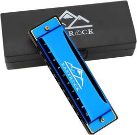 Eastrock 714453964719 10 Hole C Key Blues Harmonica Mouth Organ Blue Case
