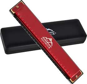 Jdhar-24-rd1 Eastrock Blues Harmonica 24 Hole C Key With Case Mouth Organ Harp 24hole-rd