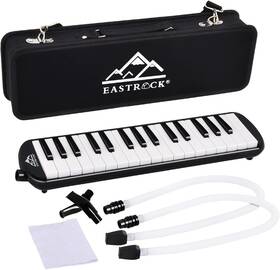 Jdmd32-bk Eastrock 32 Key Melodica Instrument Air Piano Keyboard Soprano With 2 M