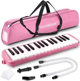 Eavnbaek 744759312020 32 Key Melodica Air Piano Keyboard Pianica With Tubes Mouthpieces Bag Pink