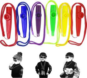 4348491679 Fartime 6pcs Plastic Kazoos With Lanyards Musical Yellow Blue Green Red Purple