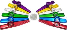 Fartime 700713270003 12 Pcs Metal Kazoos With 20pcs Kazoo Flute Green Red Silver Purple