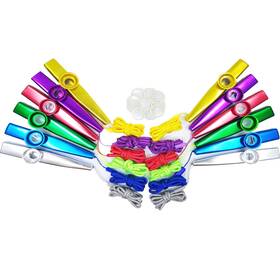 Fartime 769390437154 18pcs Metal Kazoos With Lanyards Blue Green Red Silver Purple