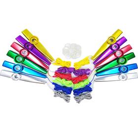 Fartime B081ptggss 18pcs Metal Kazoos Lanyardswith 20pcs Kazoo Flute Diaphragmsmusical