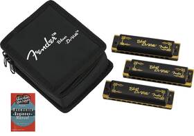Fender 840262237413 Blues Deville Harmonica 3 Pack With Austin Bazaar Instructional Manual