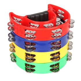 Fengwu 696629695750 4 Pack 9 Inch Half Moon Handheld Tambourine Metal Jingles Tambourines For Adults