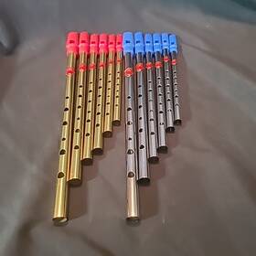 G-17-18 Flageolet 688382049536 Tin Whistle 12 Pieces Keys Bb C D Eb F G Red/blue