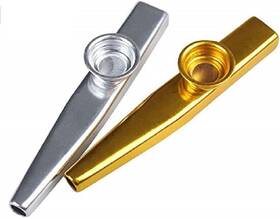 9236804 Gosono 2pcs Metal Kazoo Harmonica Mouth Flute Party Giftmusical Gold Silver