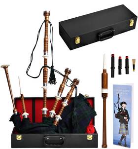 H Highland Redstone 734690133235 Scottish Bagpipe Full Size Cocuswood Black Watch Tartan