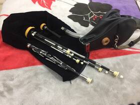 Nsp-b9 Hakam Din Northumbrian Smallpipes In African Blackwood With A 9 Key Chanter