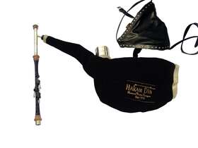 Up-cp2 Hakam Din Irish Uilleann Pipes Practice Set With A 4 Key Chanter In Black Shaded Cocobolo