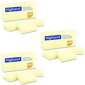 Highland Mmm6539-1 6539yw Self-stick Notes 1 1/2 X 2 Yellow 100-sheet Pack Of 36