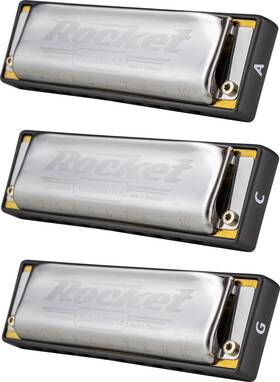 Hohner 190786999596 Rocket Harmonica 3-pack - C/g/a Major