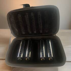 1501 Hohner 190839523570 Blues Band 4 Piece Harmonica Set With Holder Key A-c-e-f