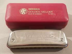 Hohner 542/20g Golden Melody Model # 542/20 Harmonica. Key Of G With Hard Case Works Great